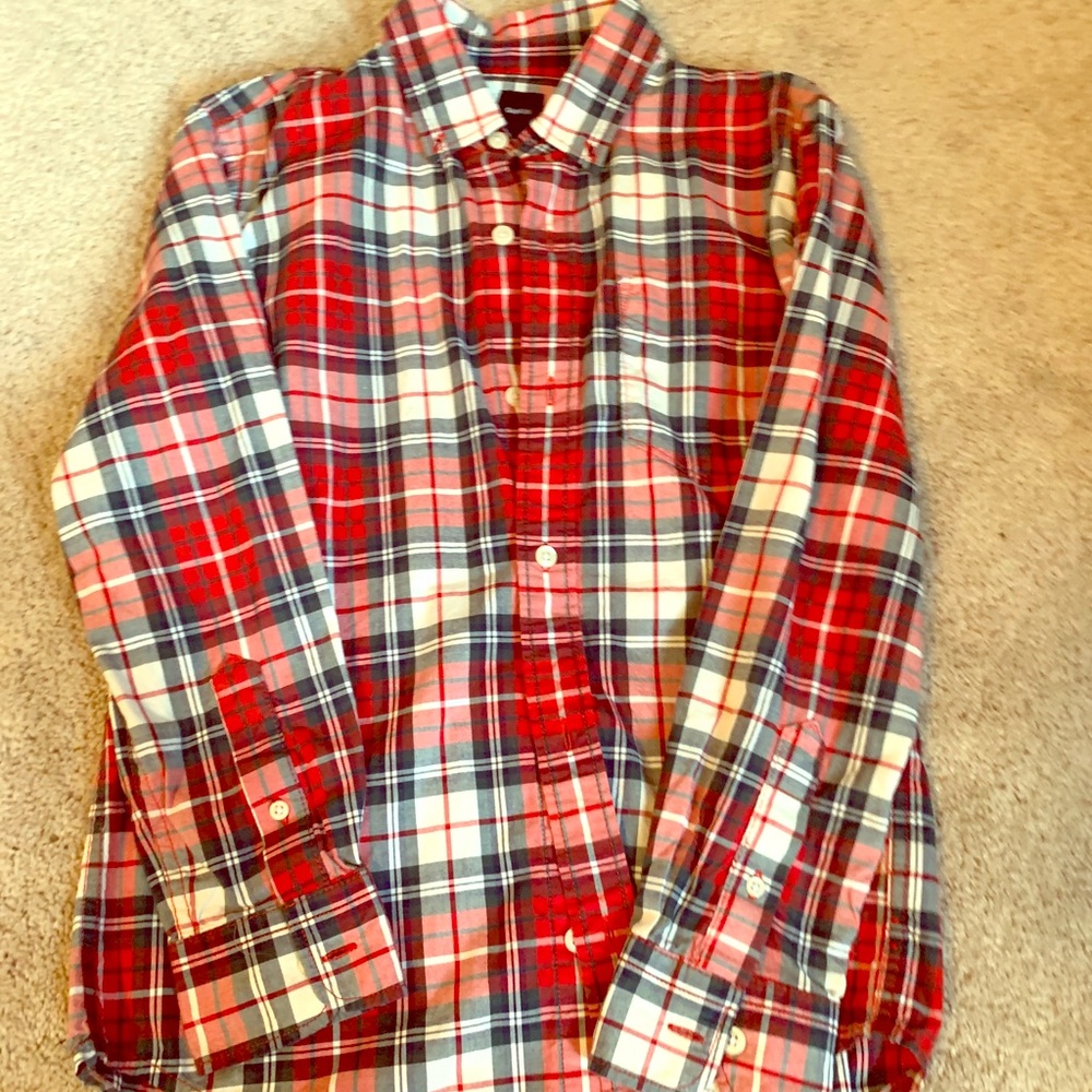Gap kids holiday plaid button front shirt xl 12